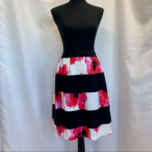 Tristan striped floral flower A-line skirt Sz 4 - Picture 3 of 11
